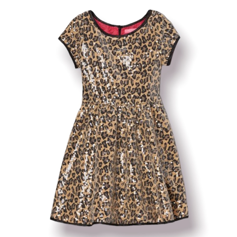 Leopard Print Sequin Kids Dress